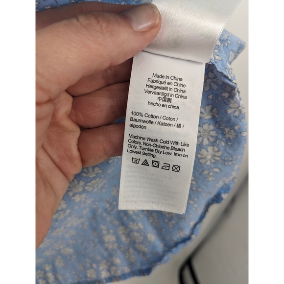 J Crew Liberty Fabric Top Womens 18 Blue Floral Slim Fit Button Down Long Sleeve - Picture 5 of 9